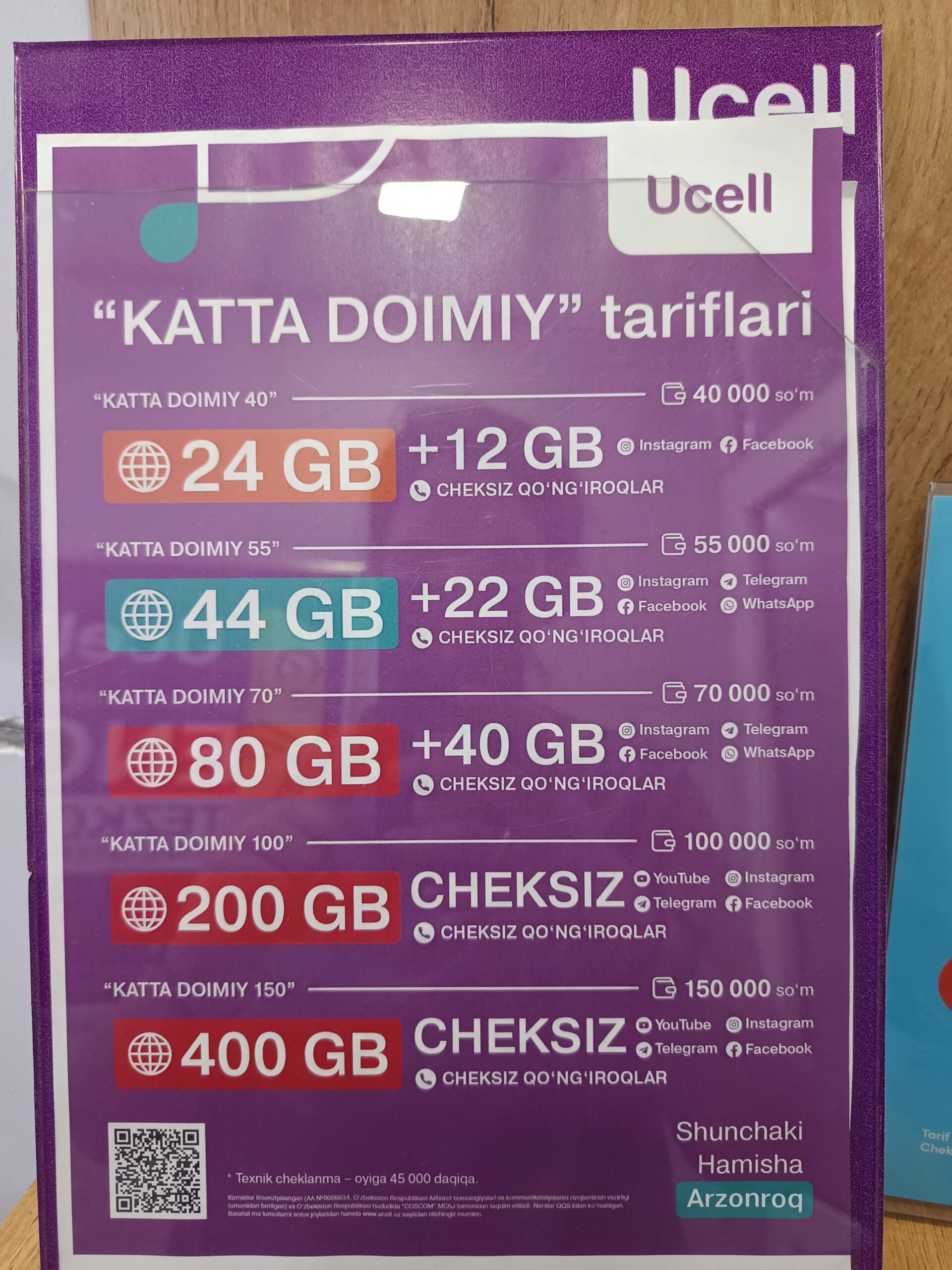 Tarifas de Ucell en Uzbekistán