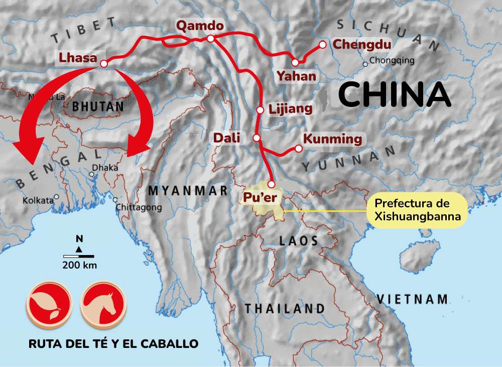 Mapa ruta del té y de los caballos